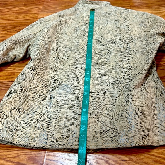 Suede Snakeskin Printed Fitted Zip Up Jacket S - Picture 10 of 10
